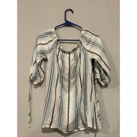 Daytrip Tops - Daytrip Women's Size Small Smocked Ruffle Top Striped Multicolor
